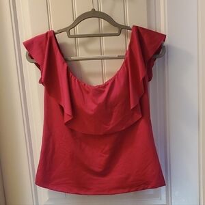 Trina Turk Pink Ruffled Tankini Top Sz 8